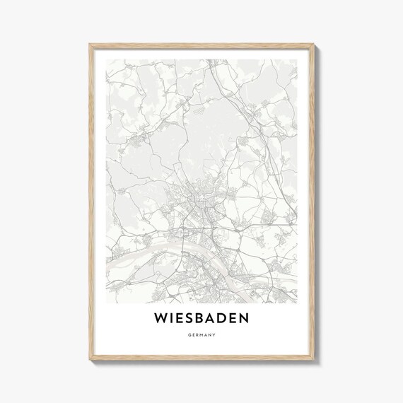 Wiesbaden Germany Minimalist White City Street Map Art Poster