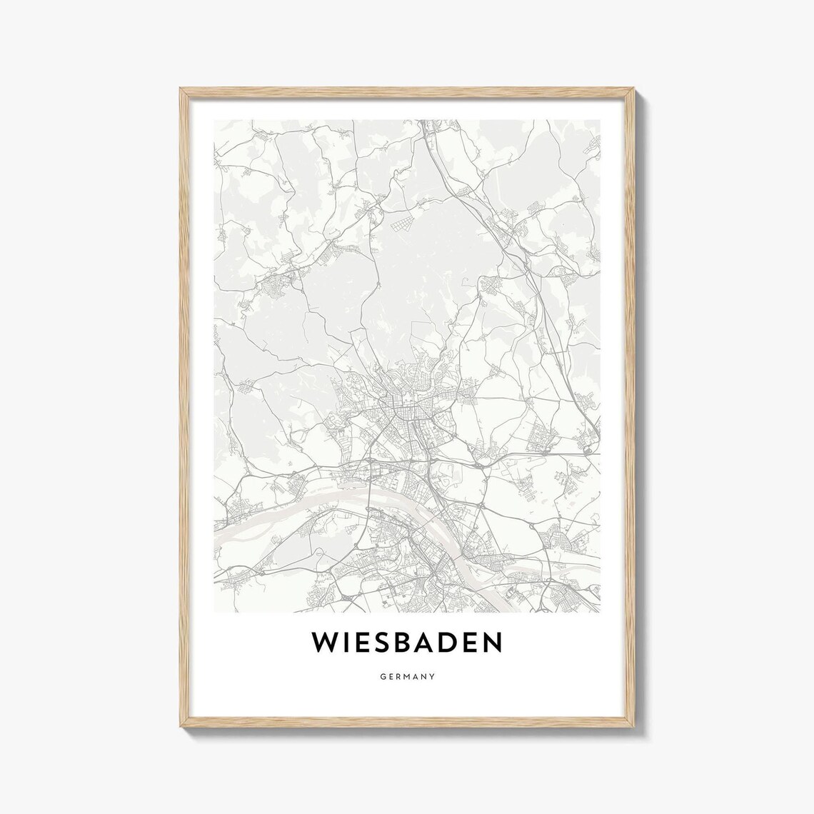 Wiesbaden Germany Minimalist White City Street Map Art Poster