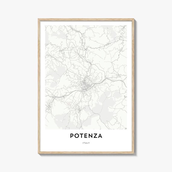 Potenza Italy Minimalist City Map Poster in Soft Neutral Tones