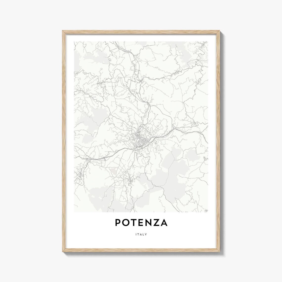 Potenza Italy Minimalist City Map Poster in Soft Neutral Tones