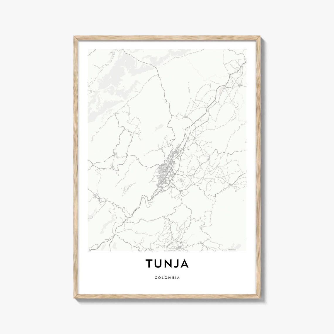 Tunja Colombia Andes Minimalist Street Map Modern Decor Poster