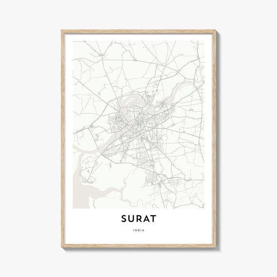 Surat India Minimalist City Map Poster for Modern Home Office Decor