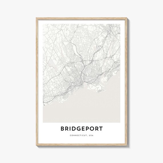 Bridgeport Connecticut Minimal City Map Line Art Modern Wall Poster