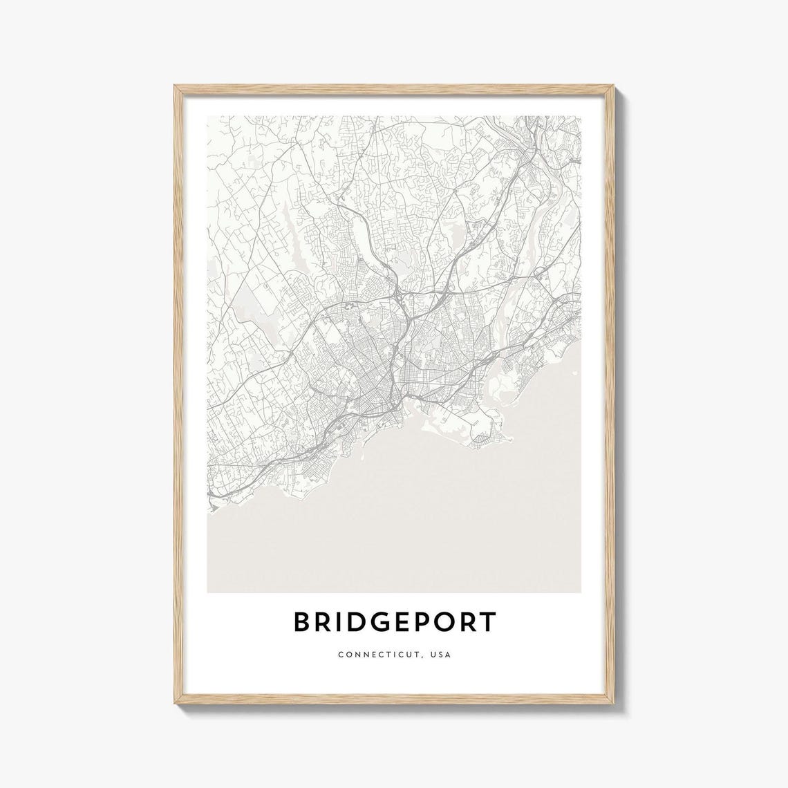 Bridgeport Connecticut Minimal City Map Line Art Modern Wall Poster