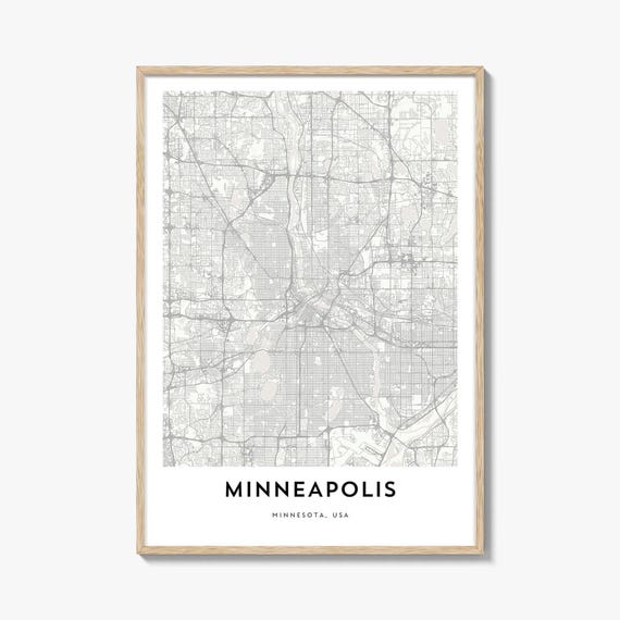Map Of Minneapolis Art Print, Minnesota City Map