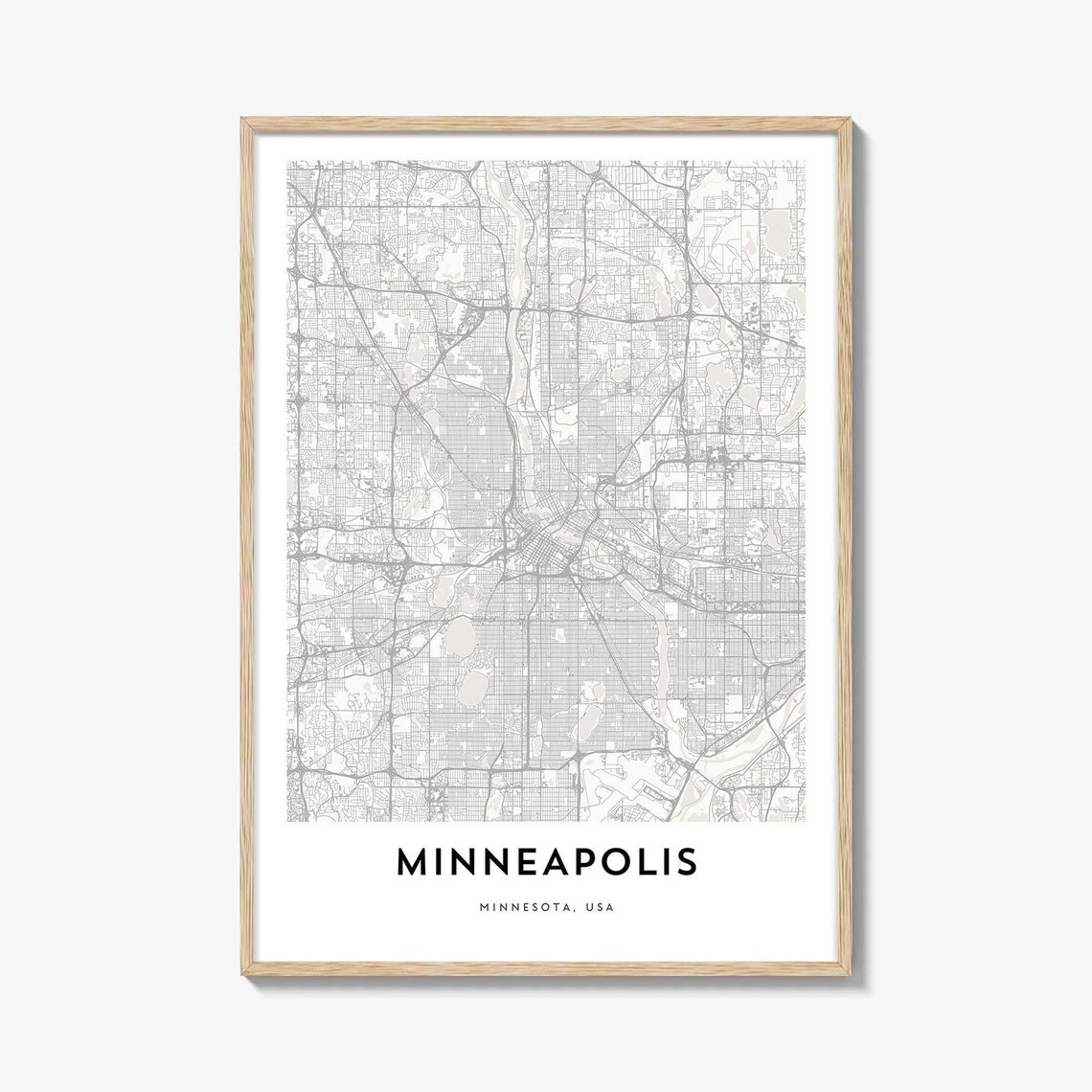 Map Of Minneapolis Art Print, Minnesota City Map