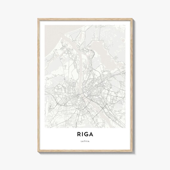 Riga Latvia Minimalist City Street Map Art Poster Baltic Europe