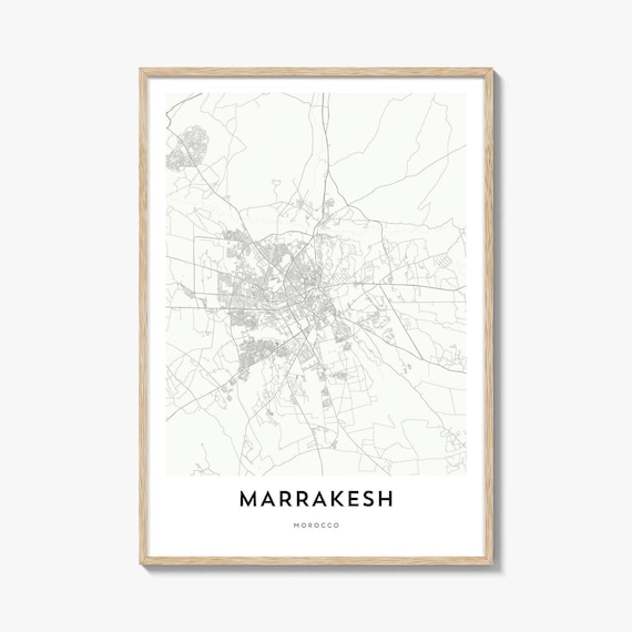 Marrakesh Morocco Minimalist City Map Line Art Poster Home Gift