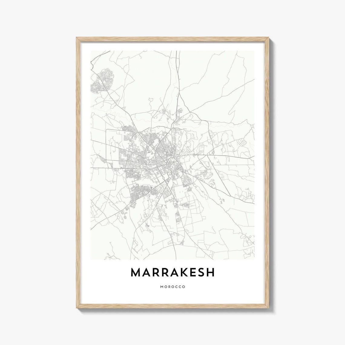 Marrakesh Morocco Minimalist City Map Line Art Poster Home Gift