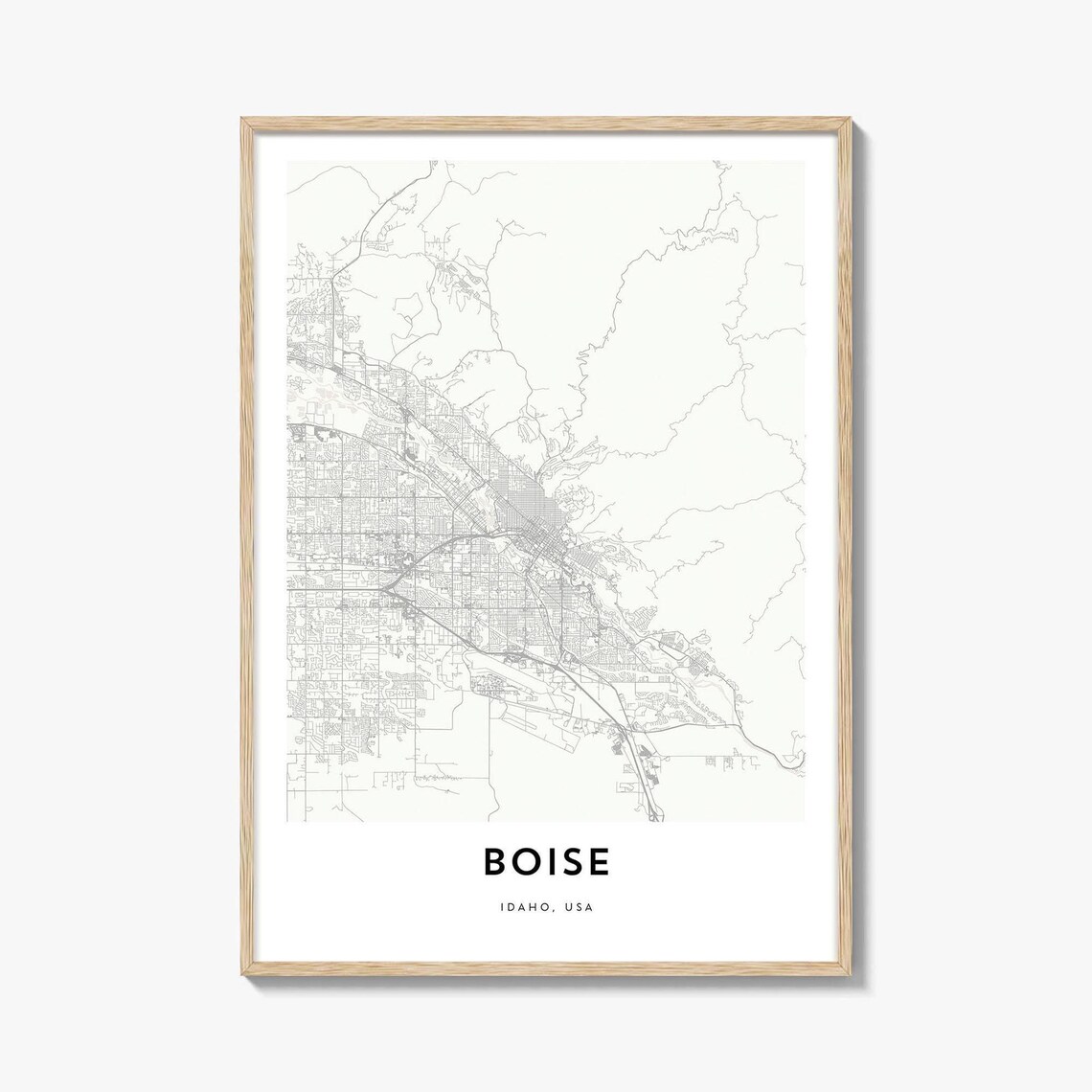 Boise Idaho Minimalist City Street Map Home Office Art Print