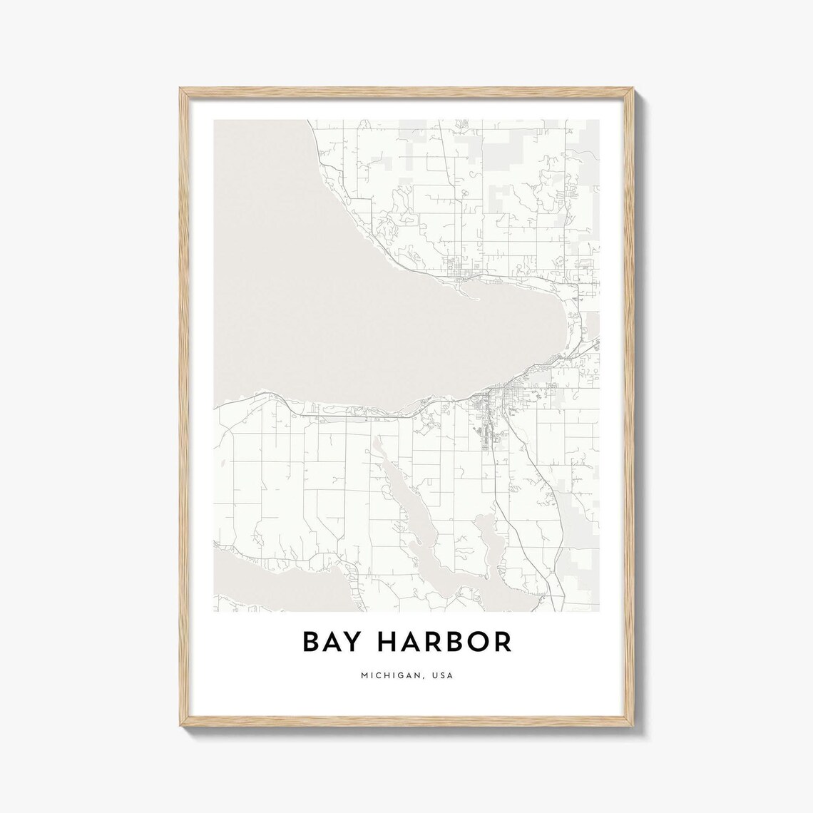 Bay Harbor Michigan Minimalist Lake Map Shoreline Town Poster