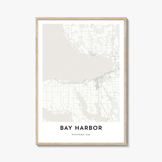 Bay Harbor Michigan Minimalist Lake Map Shoreline Town Poster