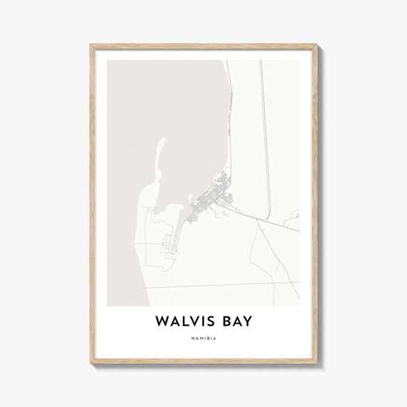 Walvis Bay Namibia Minimal City Map Poster in Light Beige and White
