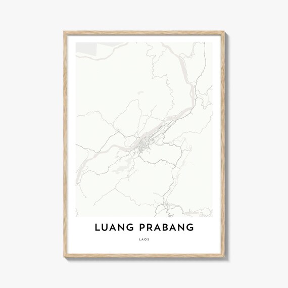 Luang Prabang Laos City Map Poster Minimalist River Street Plan Art