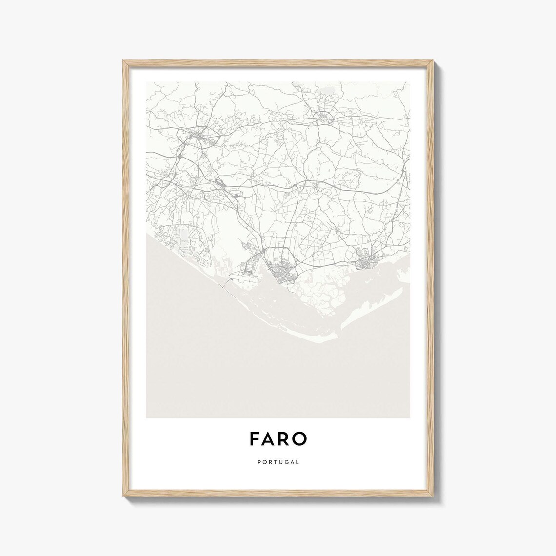 Faro Portugal Coastal City Street Map Minimalist Map Art Poster