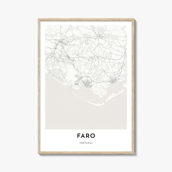 Faro Portugal Coastal City Street Map Minimalist Map Art Poster