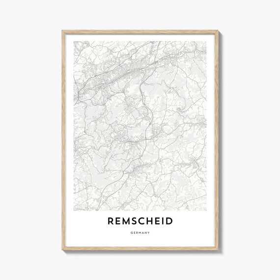 Minimalist Remscheid Germany City Street Map Art Print Decor