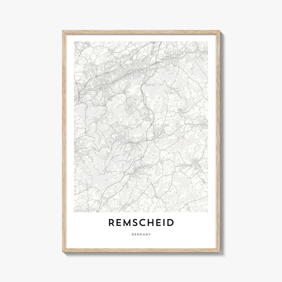 Minimalist Remscheid Germany City Street Map Art Print Decor