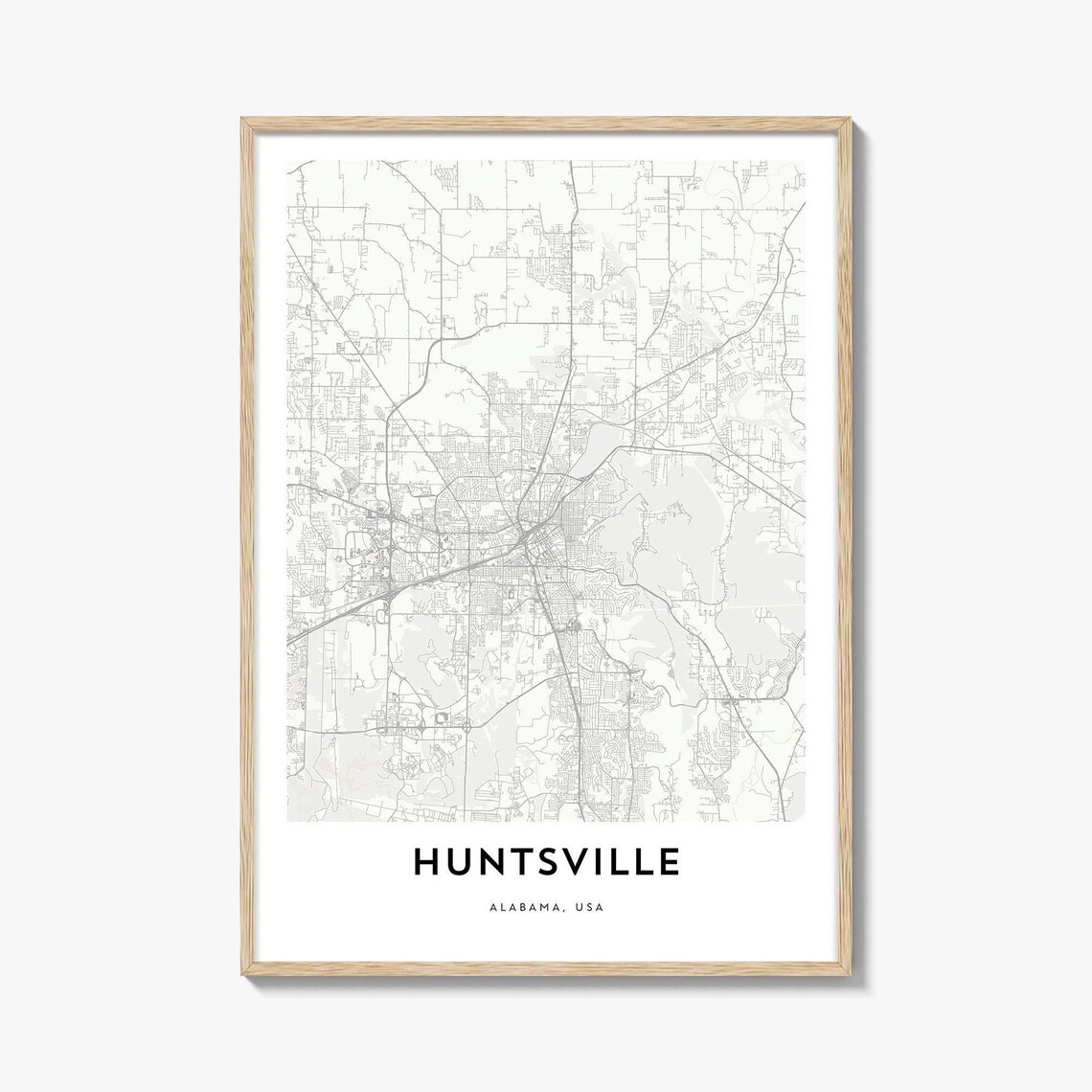 Map of Huntsville Alabama Travel Poster, Home Office