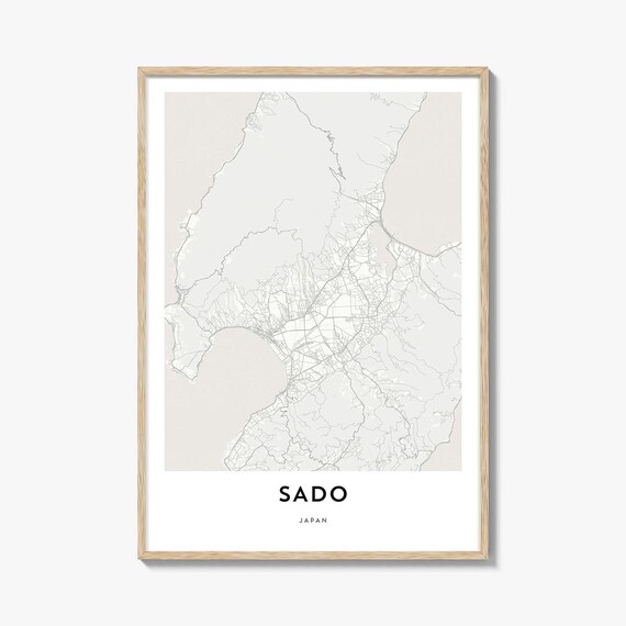 Sado Island Japan Sea Coast Minimalist Line Art City Map Poster Gift