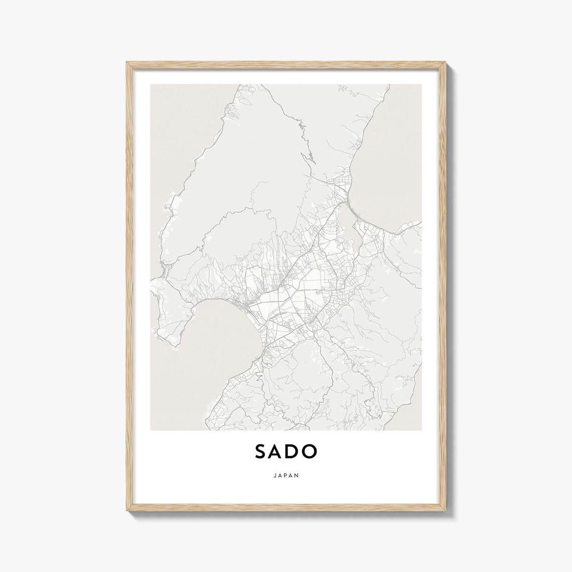 Sado Island Japan Sea Coast Minimalist Line Art City Map Poster Gift