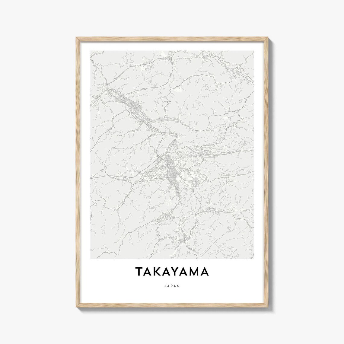 Takayama Japan City Map Minimalist Line Art Poster for Home Office