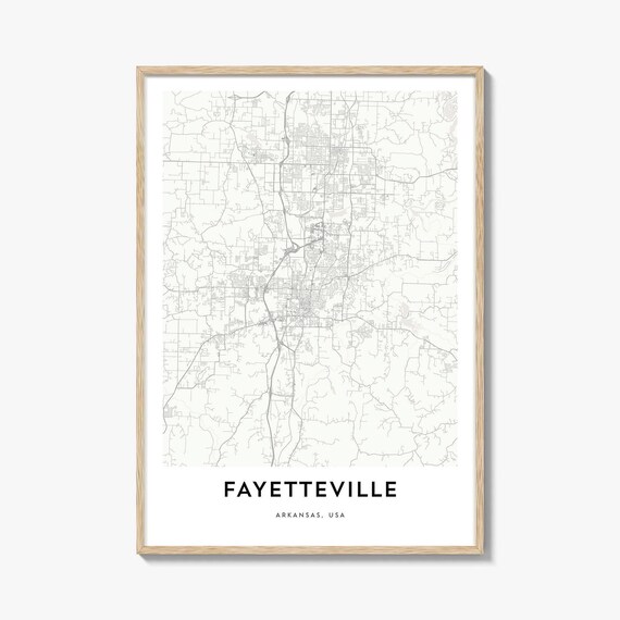 Fayetteville Arkansas USA Minimalist Street City Map Modern Art Poster