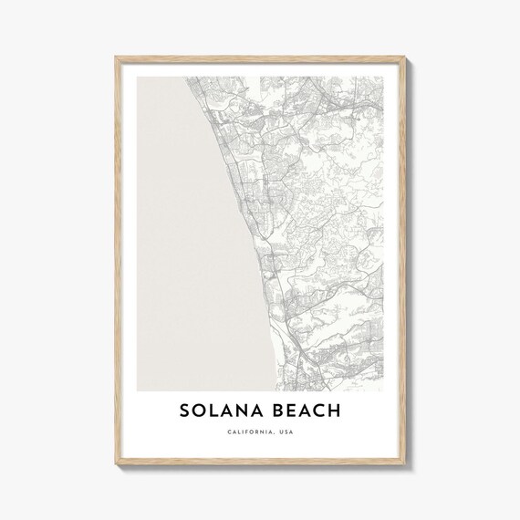 Solana Beach California Minimalist Coastal Map Art Gift Travel Poster