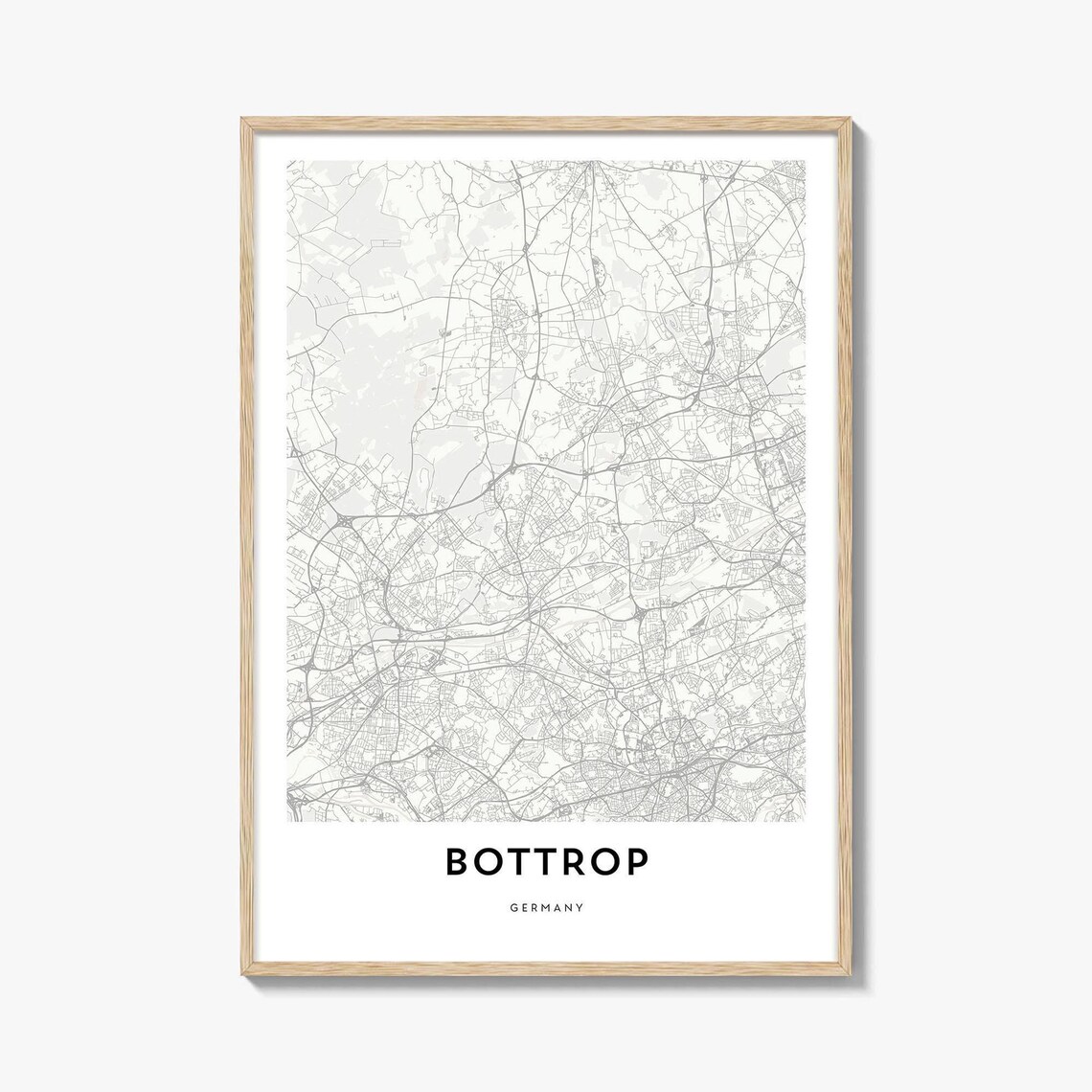 Bottrop Germany Minimalist City Map Street Line Art Travel Poster