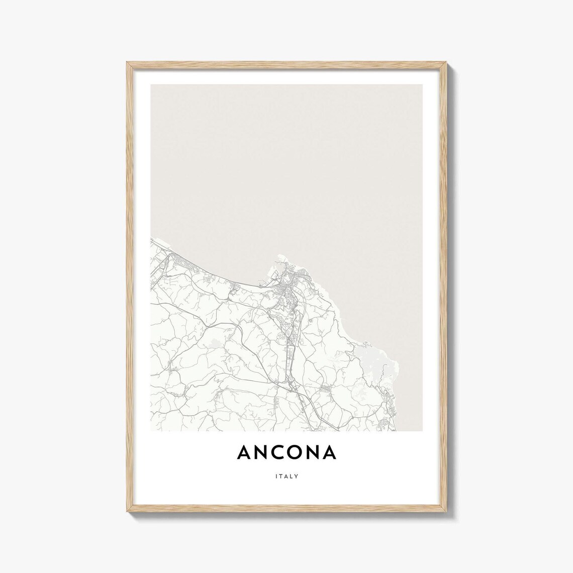 Ancona Italy Minimalist City Street Map Line Art Travel Wall Poster