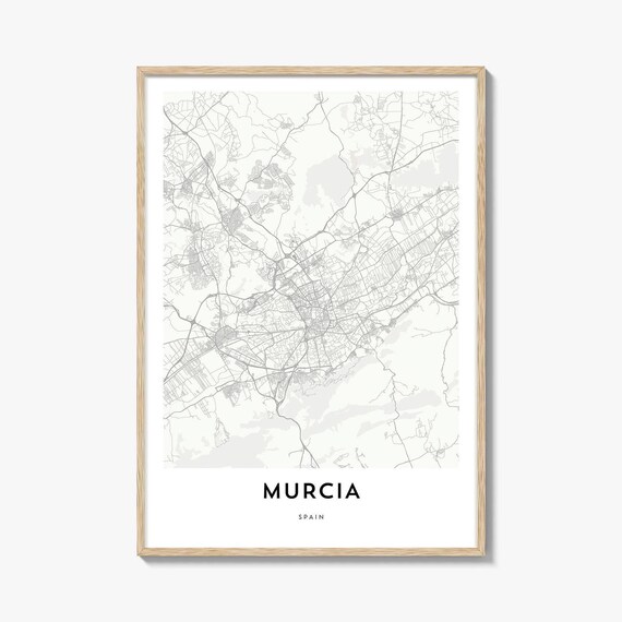 Murcia Spain Old Town Minimalist City Street Map Travel Poster