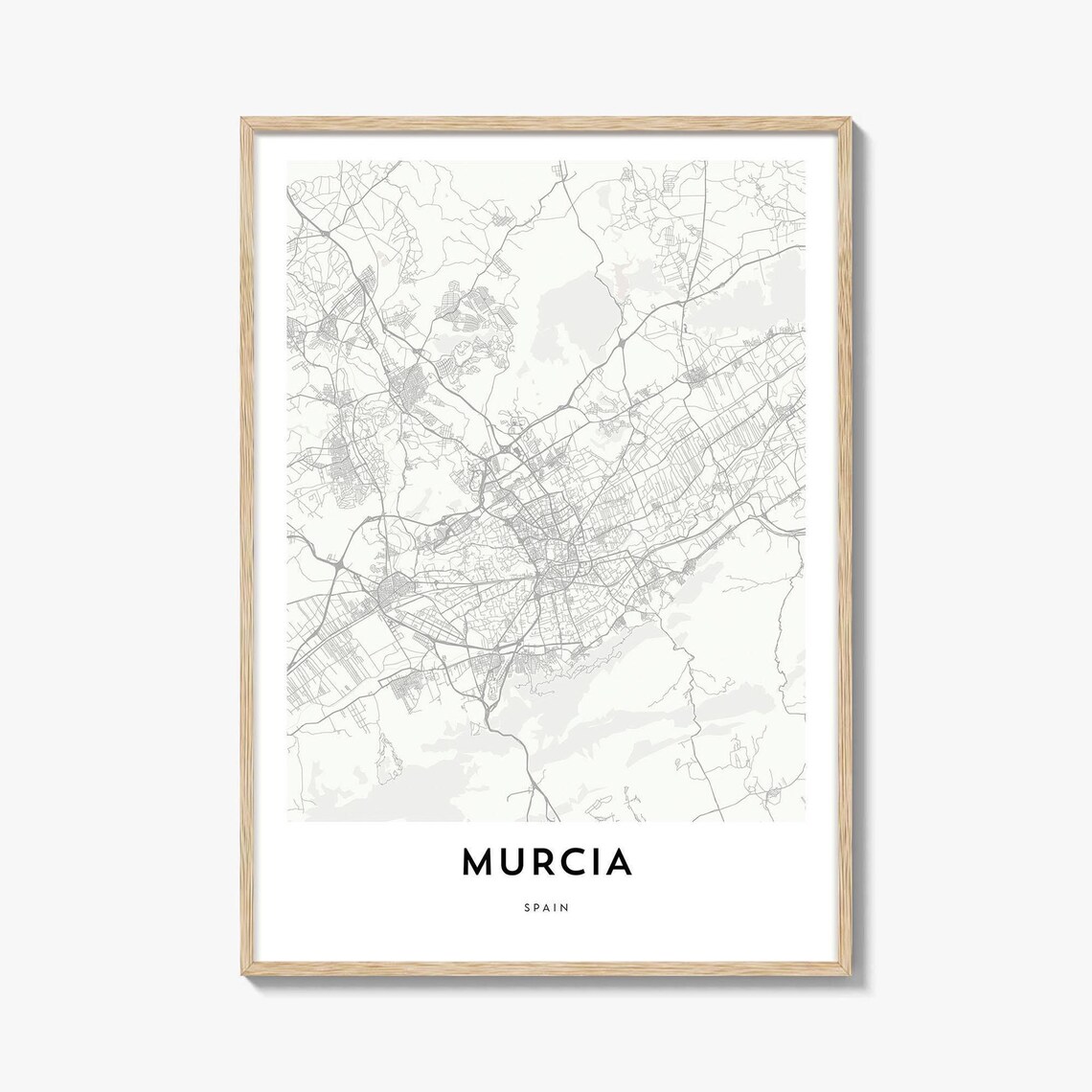 Murcia Spain Old Town Minimalist City Street Map Travel Poster