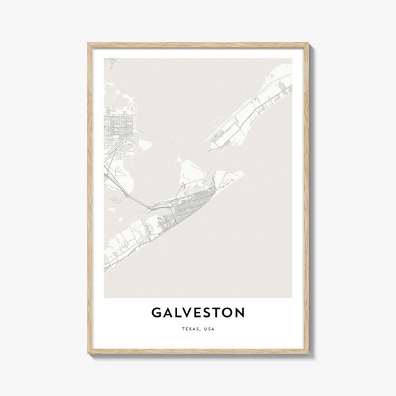 Galveston Texas Minimalist City Street Map Line Art Decor Poster