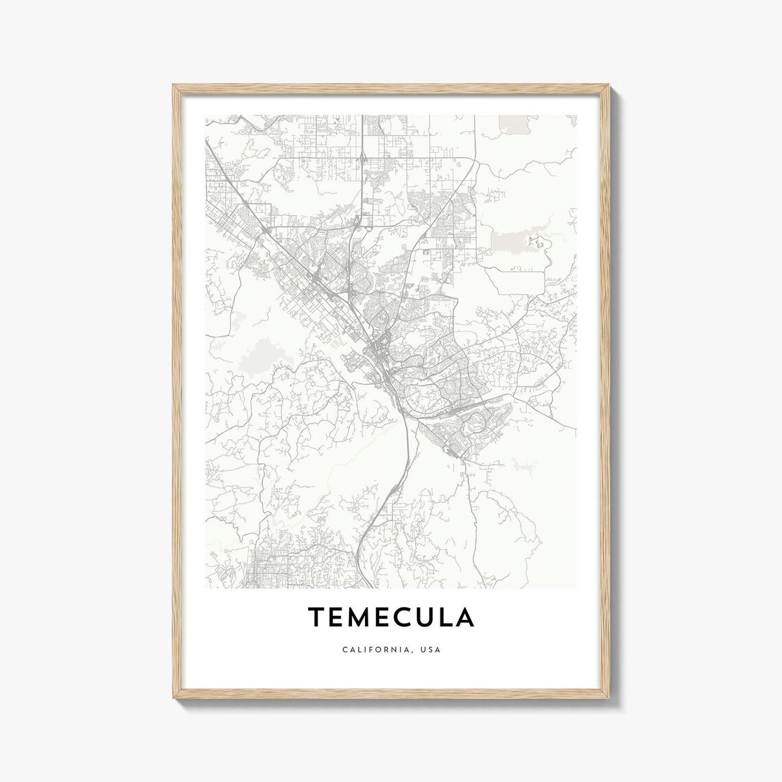 Temecula California Minimalist City Street Map Scenic Wall Poster