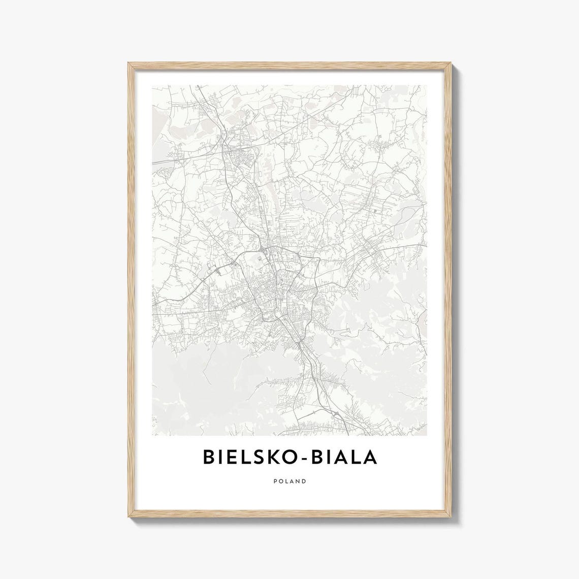 Bielsko-Biala Poland Minimalist Modern City Map Home Decor Poster