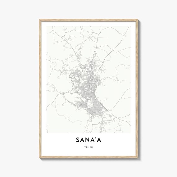 Sana'a Yemen Minimalist City Street Map Poster Wall Decor Art