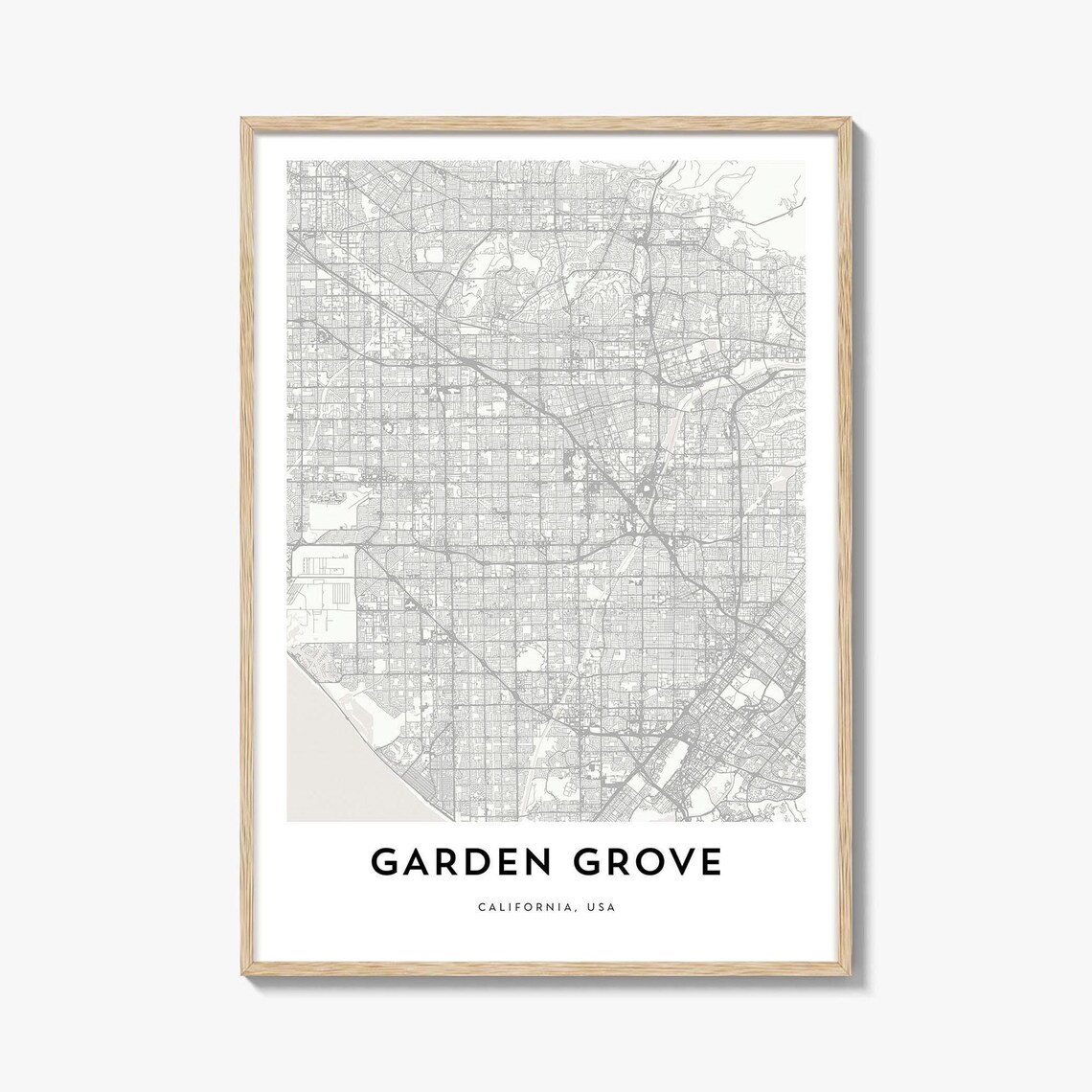 Garden Grove California Minimalist City Map Line Art Wall Poster
