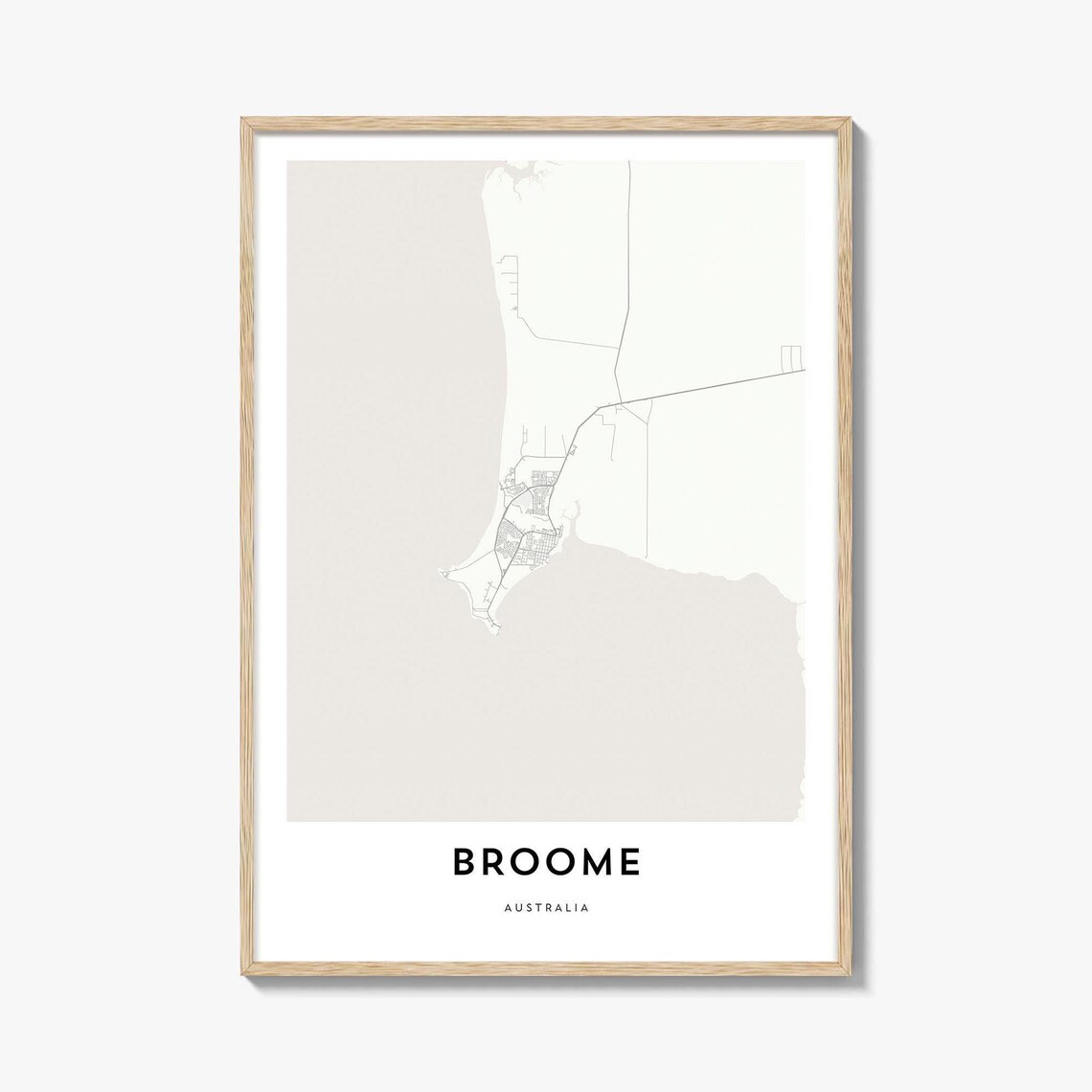 Broome Australia Minimalist Coastal City Street Map Art Poster Decor