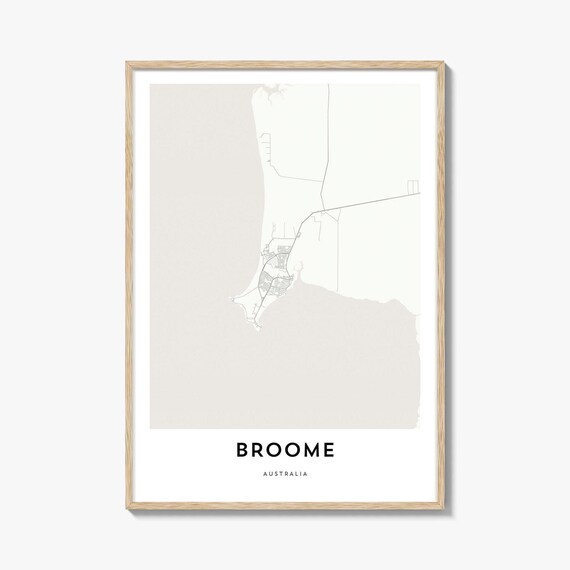 Broome Australia Minimalist Coastal City Street Map Art Poster Decor