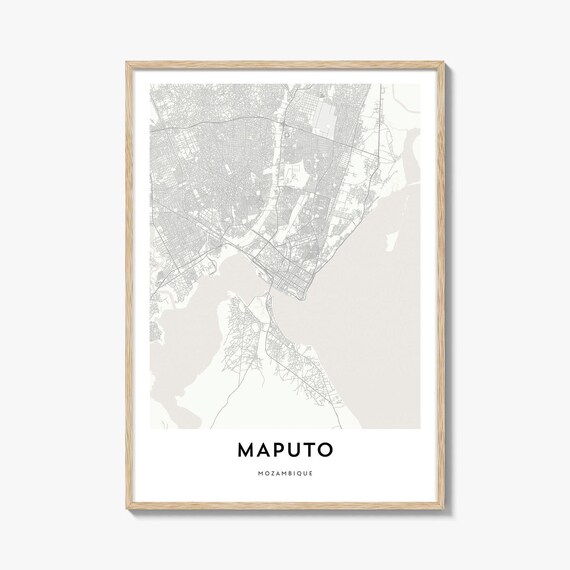Maputo Mozambique Minimalist City Street Map Black White Poster