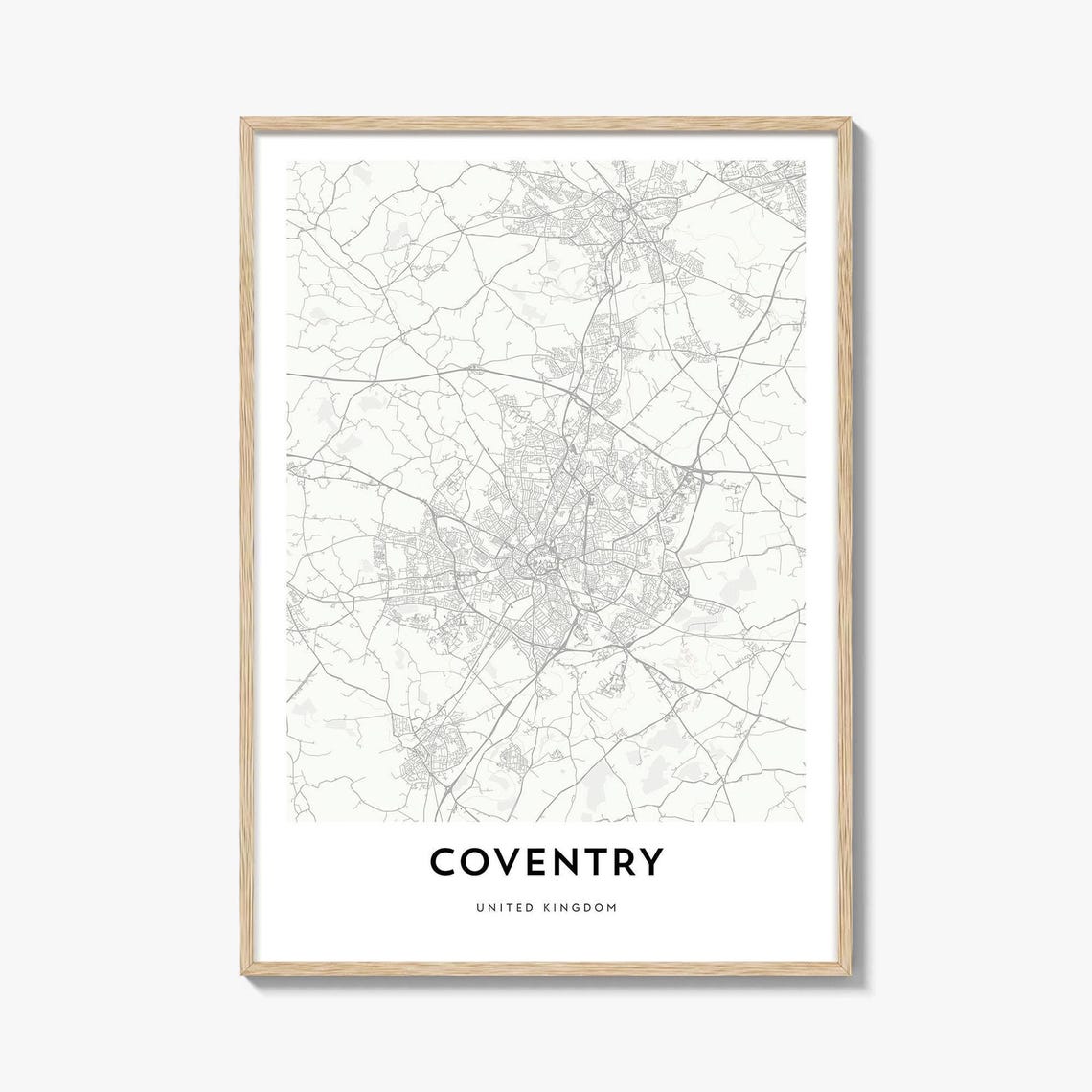 Coventry United Kingdom Minimalist Street Map Line Art Wall Art