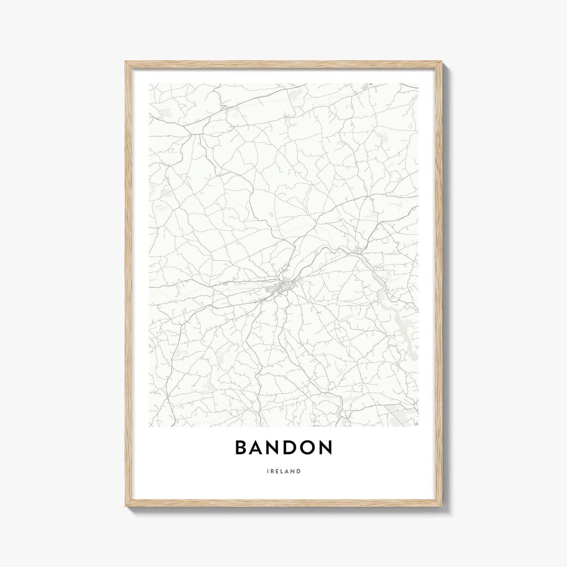 Bandon Ireland Modern Minimalist Town Street Map Line Art Print
