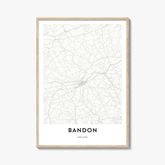 Bandon Ireland Modern Minimalist Town Street Map Line Art Print
