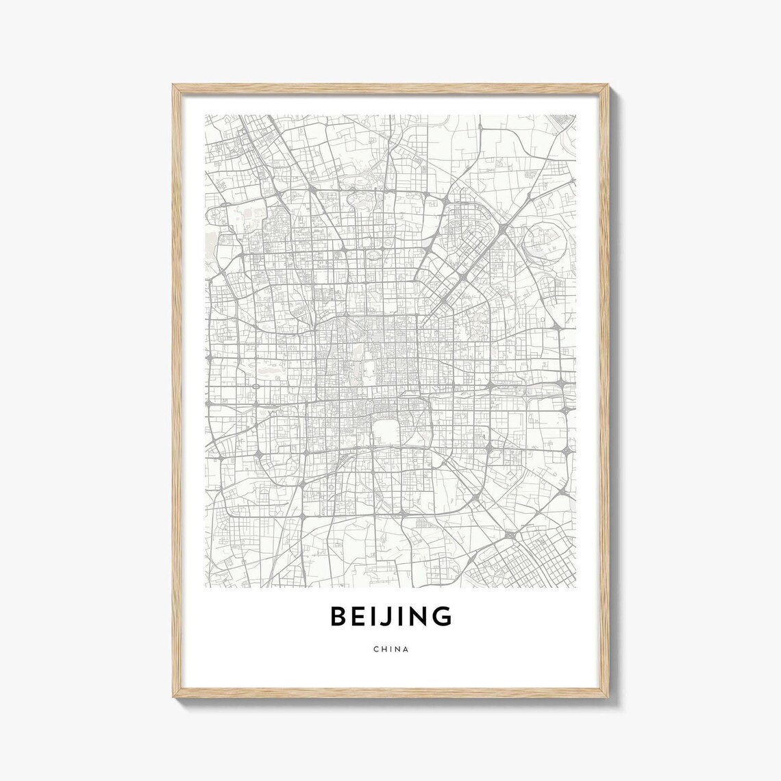 Beijing China Minimalist Street Map City Artwork Decor Poster