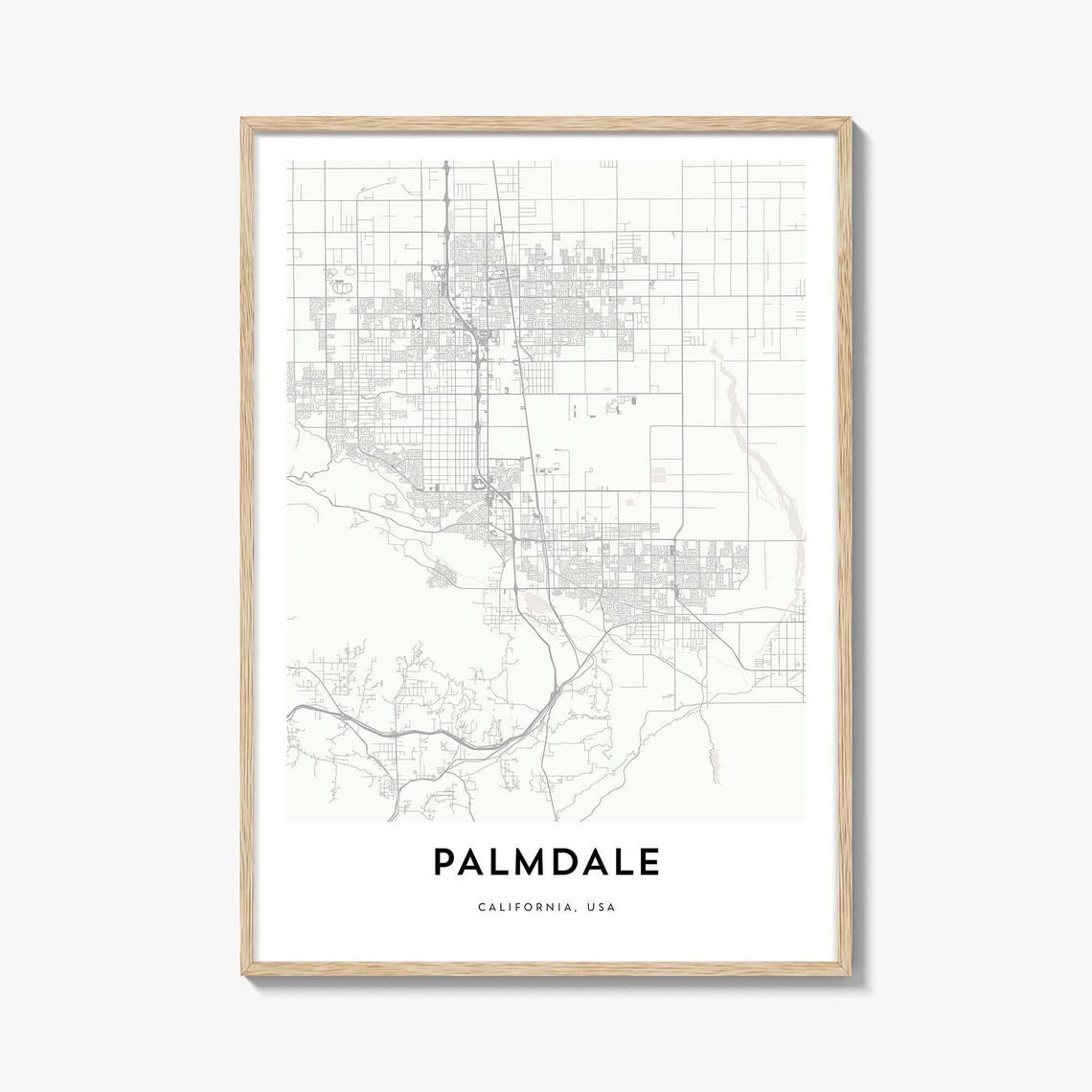 Palmdale California USA Minimal Street Map Poster Modern Decor