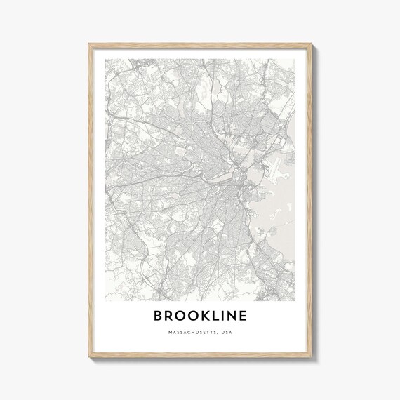 Brookline Massachusetts USA Minimalist City Map Modern Print