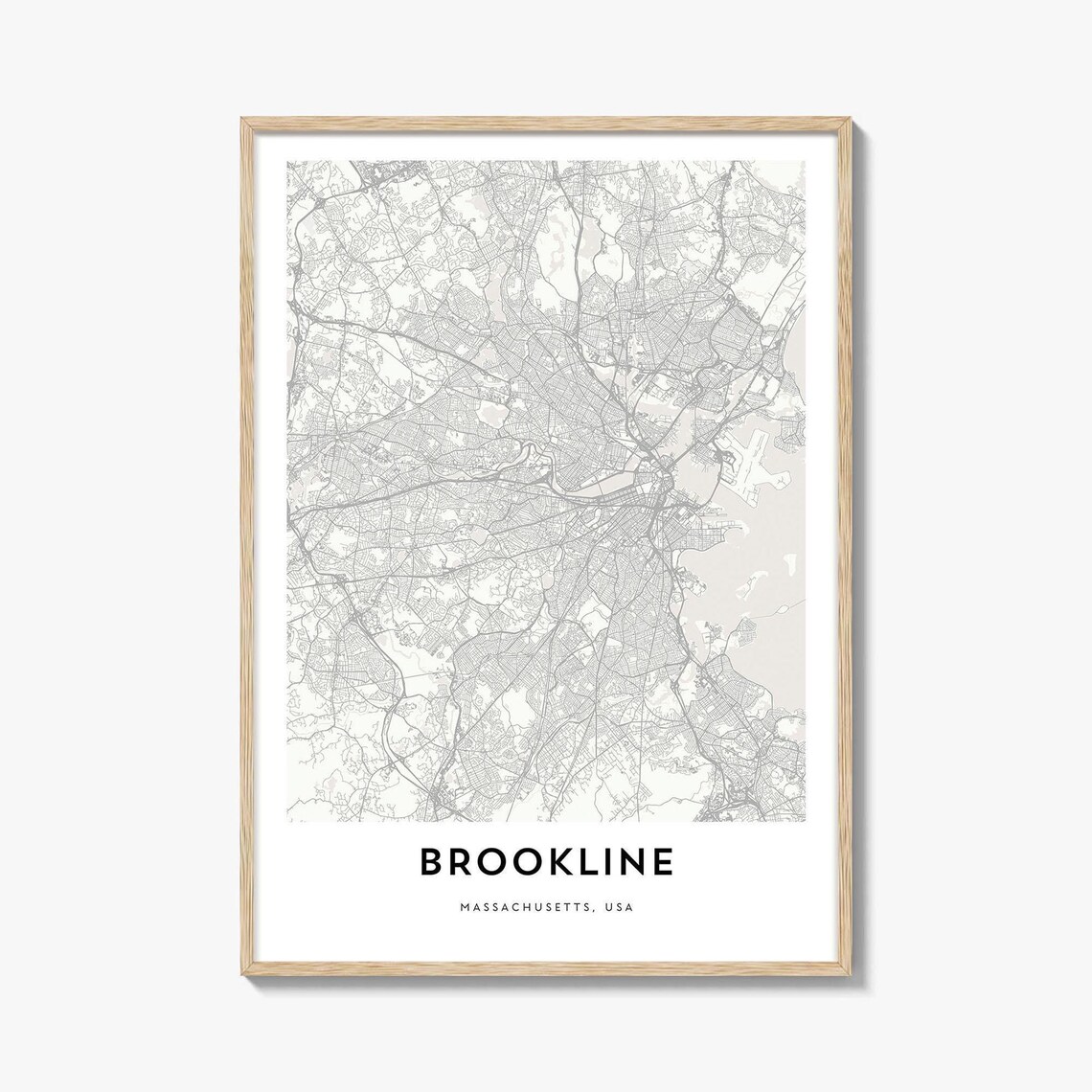 Brookline Massachusetts USA Minimalist City Map Modern Print