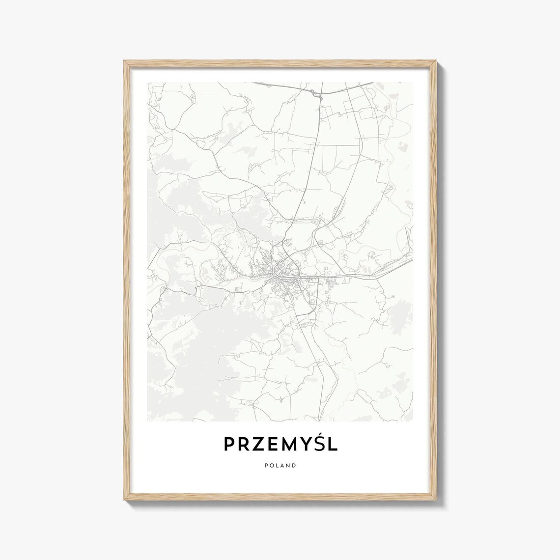 Detailed Przemysl Poland Town Minimalist City Street Map Poster
