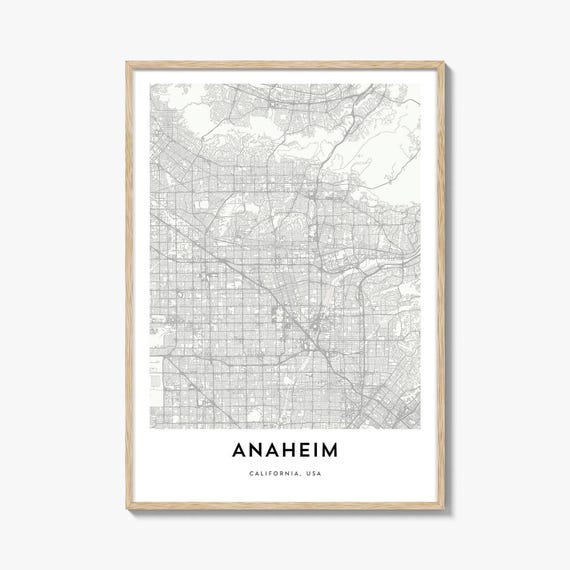 Anaheim Map Print, City Artwork for Home Office