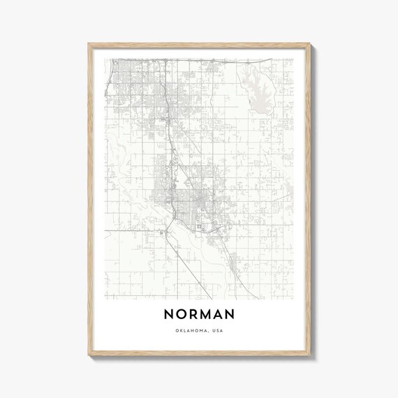Norman Oklahoma USA Minimalist White City Street Map Art Poster